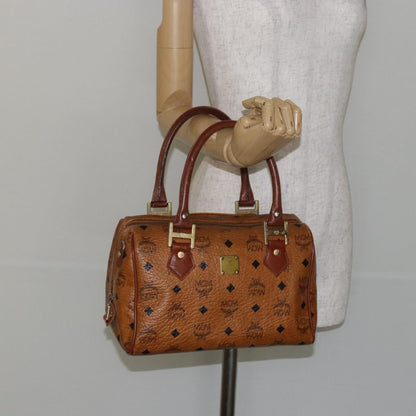 MCM MCM Logogram Vicetos Boston Bag PVC Leather Brown Gold Authentic gh904