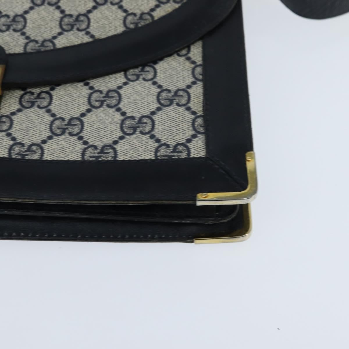 Gucci GUCCI GG Supreme Shoulder Bag PVC Navy Gold Authentic BA7379