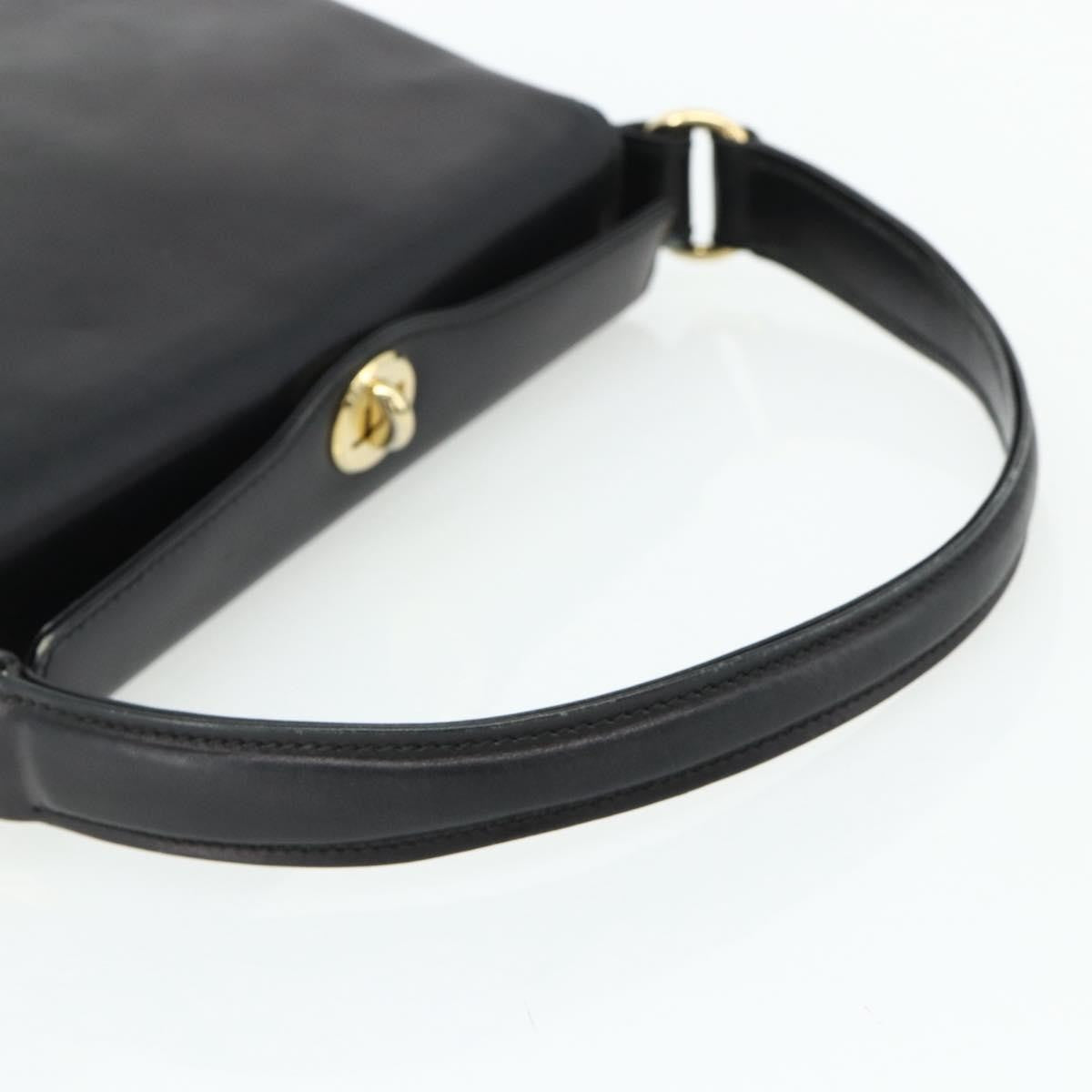 Gucci GUCCI Hand Bag Leather Black Gold Authentic ka4348
