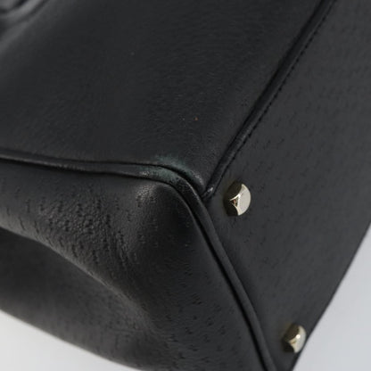 Salvatore Ferragamo Salvatore Ferragamo Gancini Hand Bag Leather Black Gold Authentic 157314