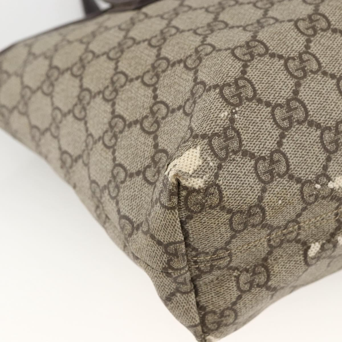 Gucci GUCCI GG Supreme Hand Bag PVC Beige Silver 181086 Authentic ARZ575