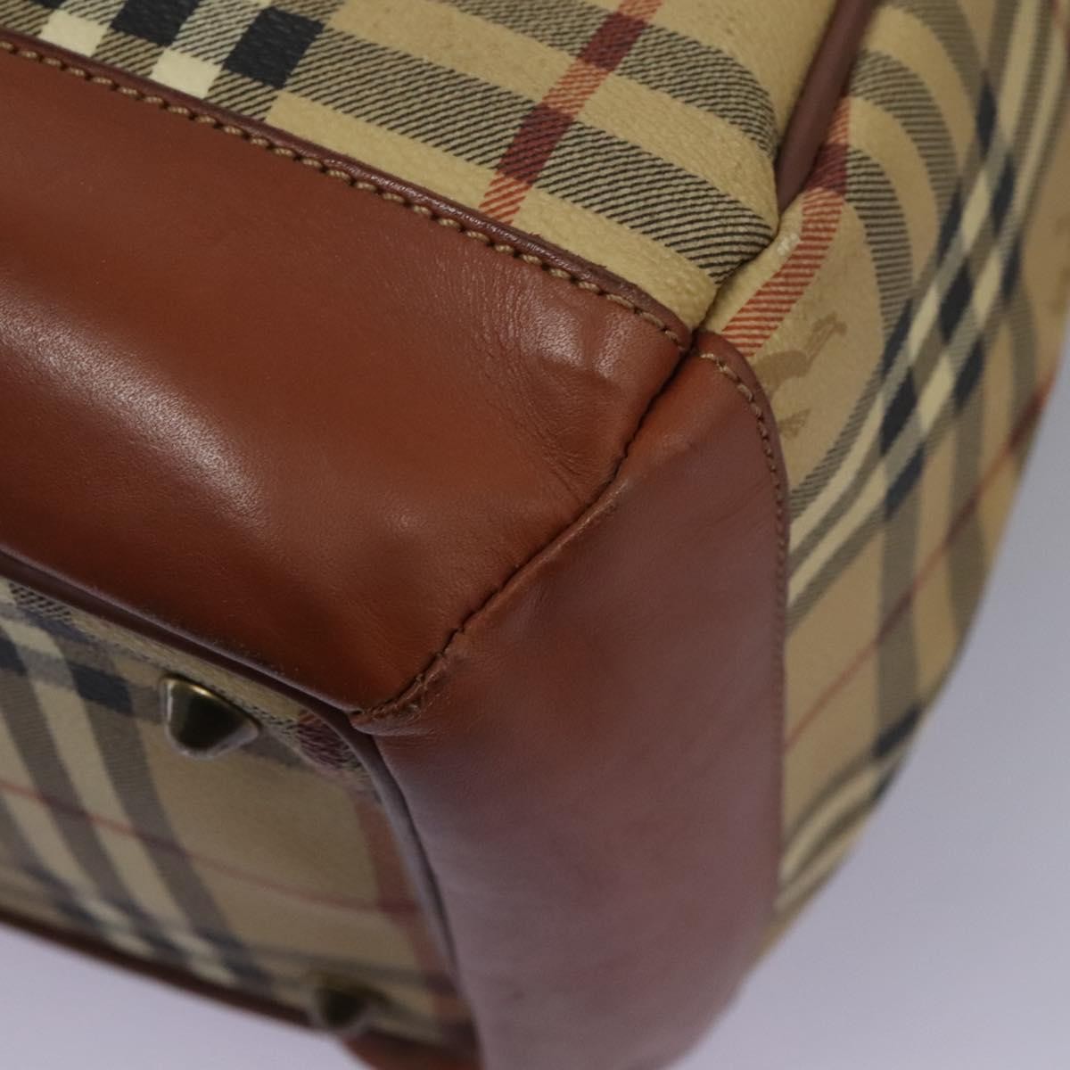 Burberrys Burberrys Nova Check Boston Bag PVC 2way Beige Authentic MX139