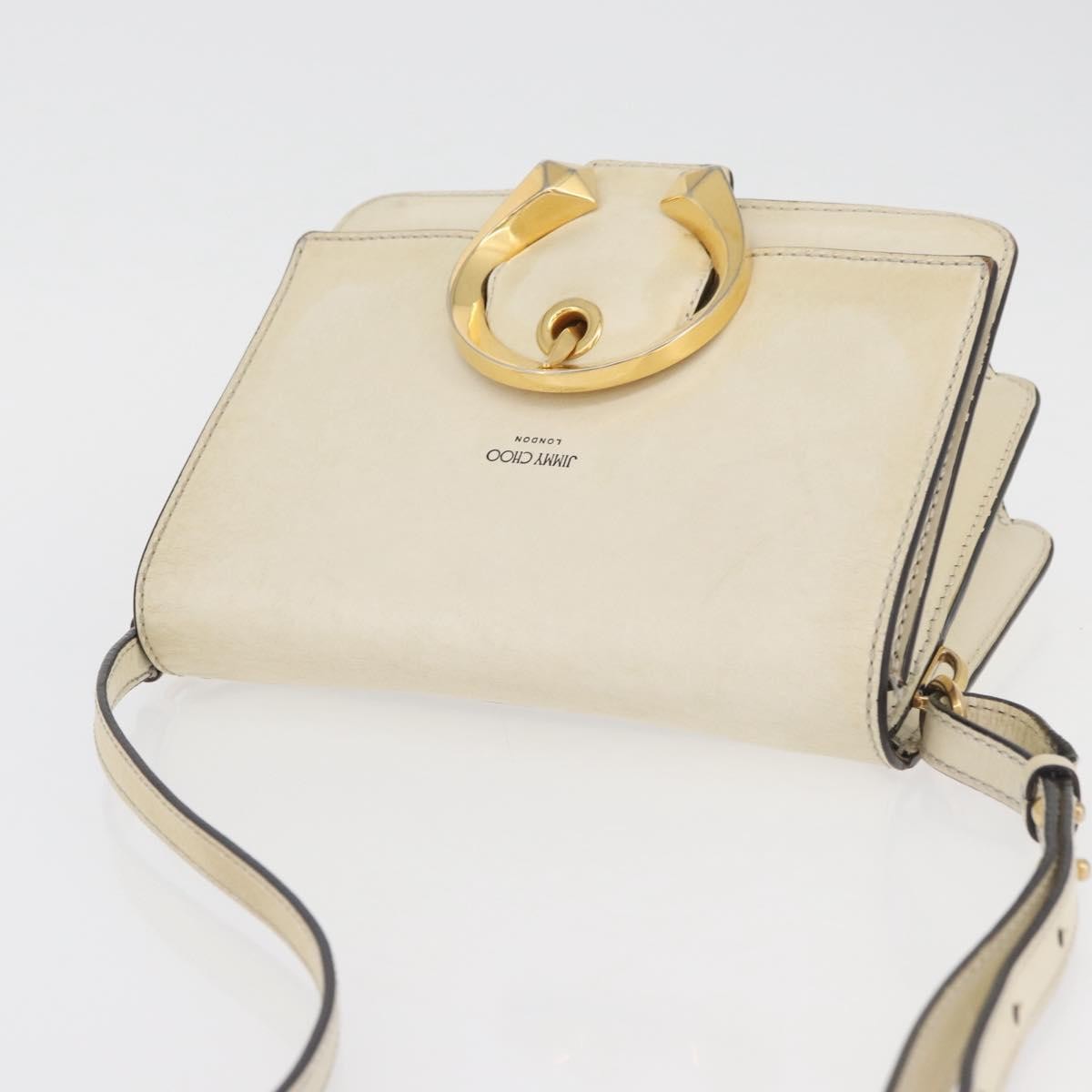 Jimmy Choo Jimmy Choo Shoulder Bag Leather White Gold Authentic BA12336
