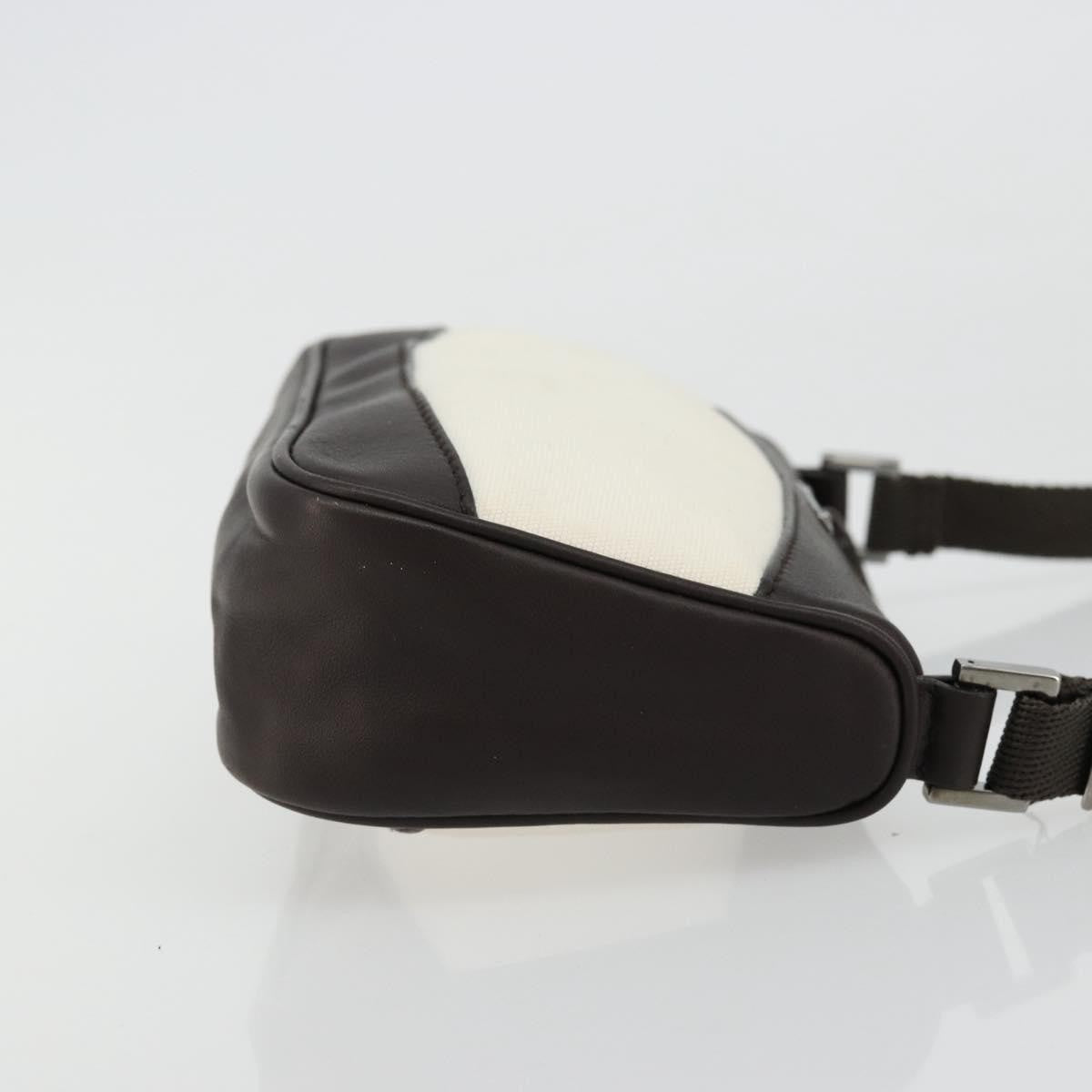 Gucci GUCCI Hand Pouch Bag Canvas Leather Brown White 92821 Authentic 177484A