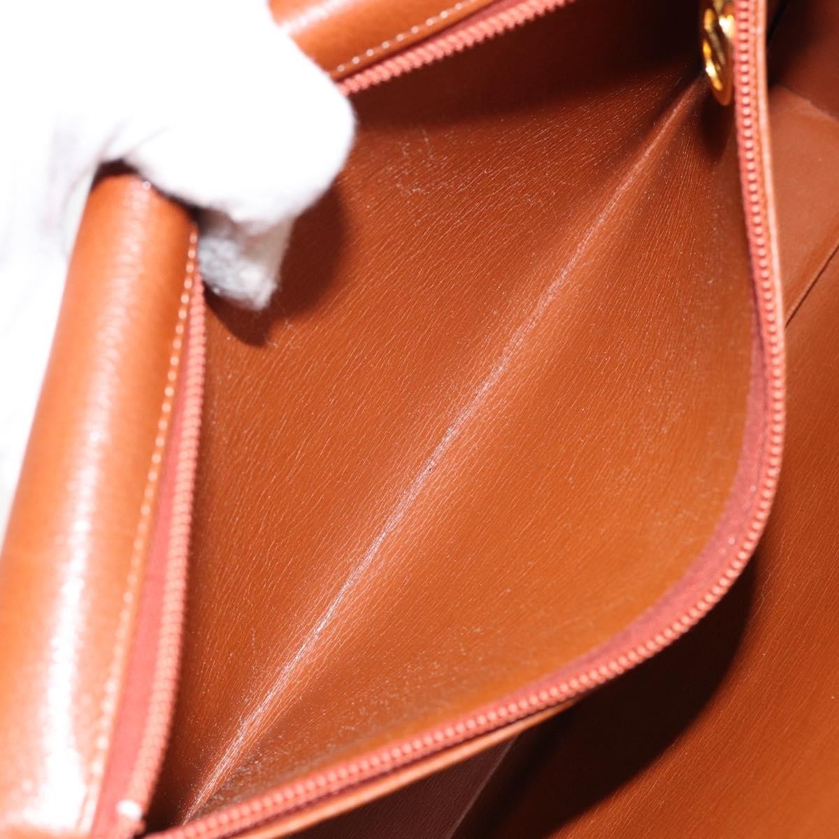 Dior Christian Dior Shoulder Bag Leather Brown Gold Authentic hk3117