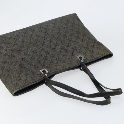 Gucci GUCCI GG Canvas Tote Bag Black Silver 36173 1705 Authentic 154445