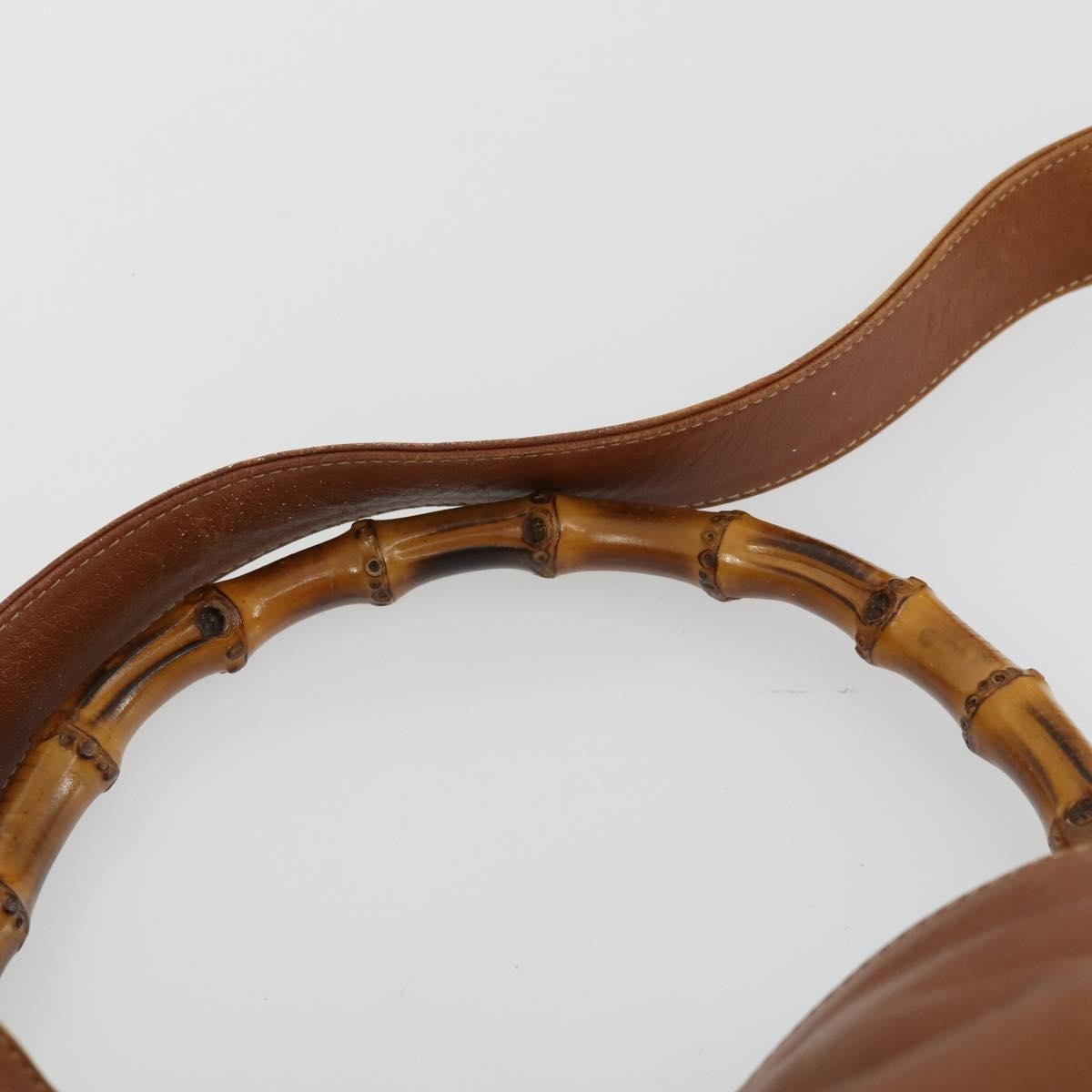 Gucci GUCCI Bamboo Hand Bag Leather 2way Brown Gold 001 1577 2615 Authentic 166632