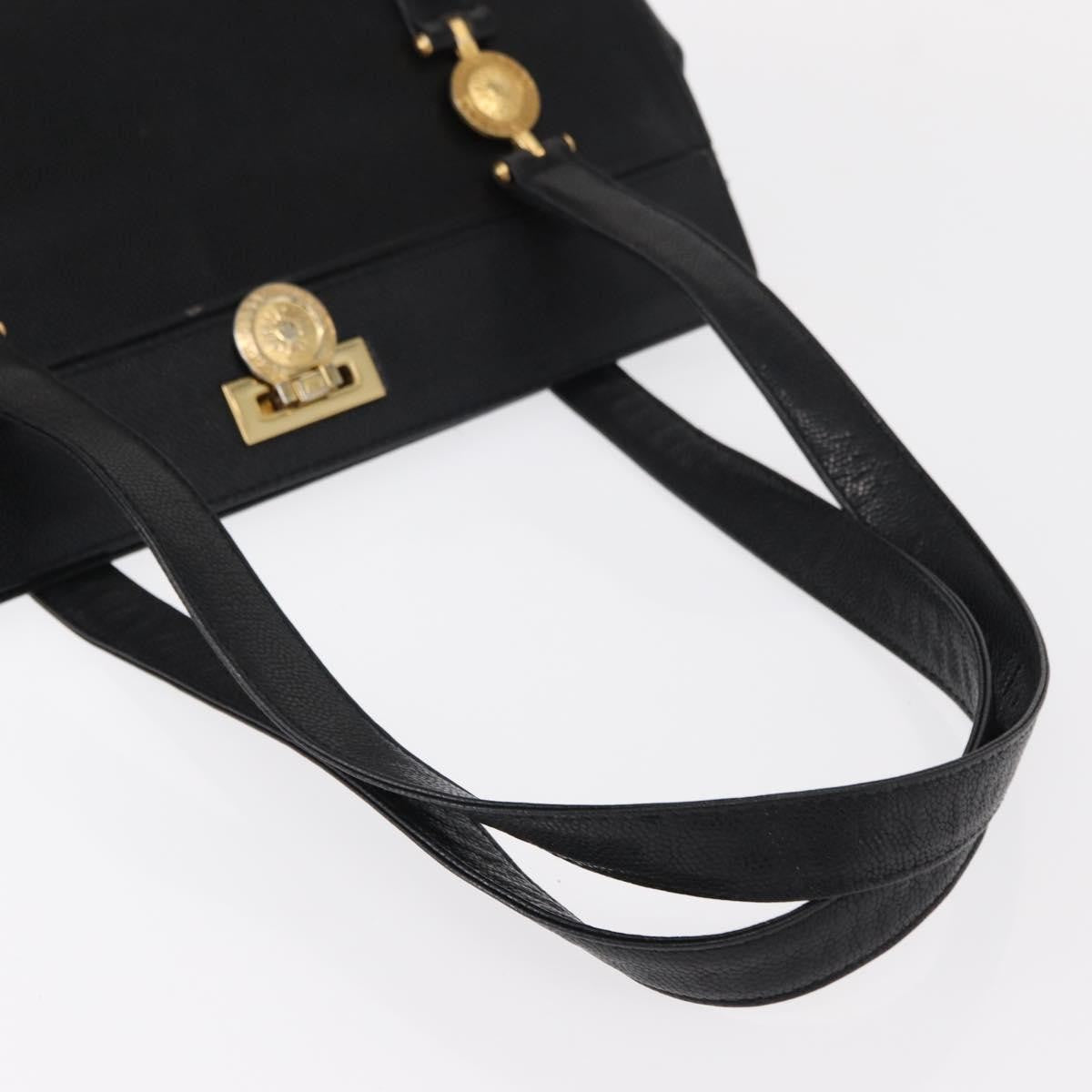 Versace VERSACE Tote Bag Leather Black Gold Authentic BA8013