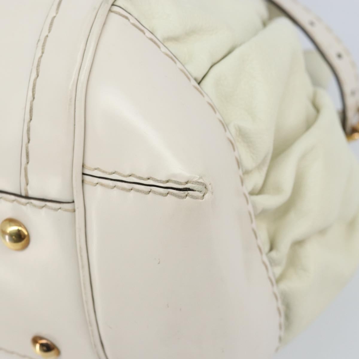 Gucci GUCCI Hand Bag Leather White Gold 189883 Authentic ka2690