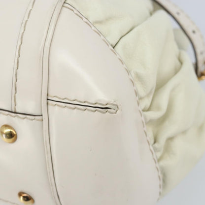 Gucci GUCCI Hand Bag Leather White Gold 189883 Authentic ka2690