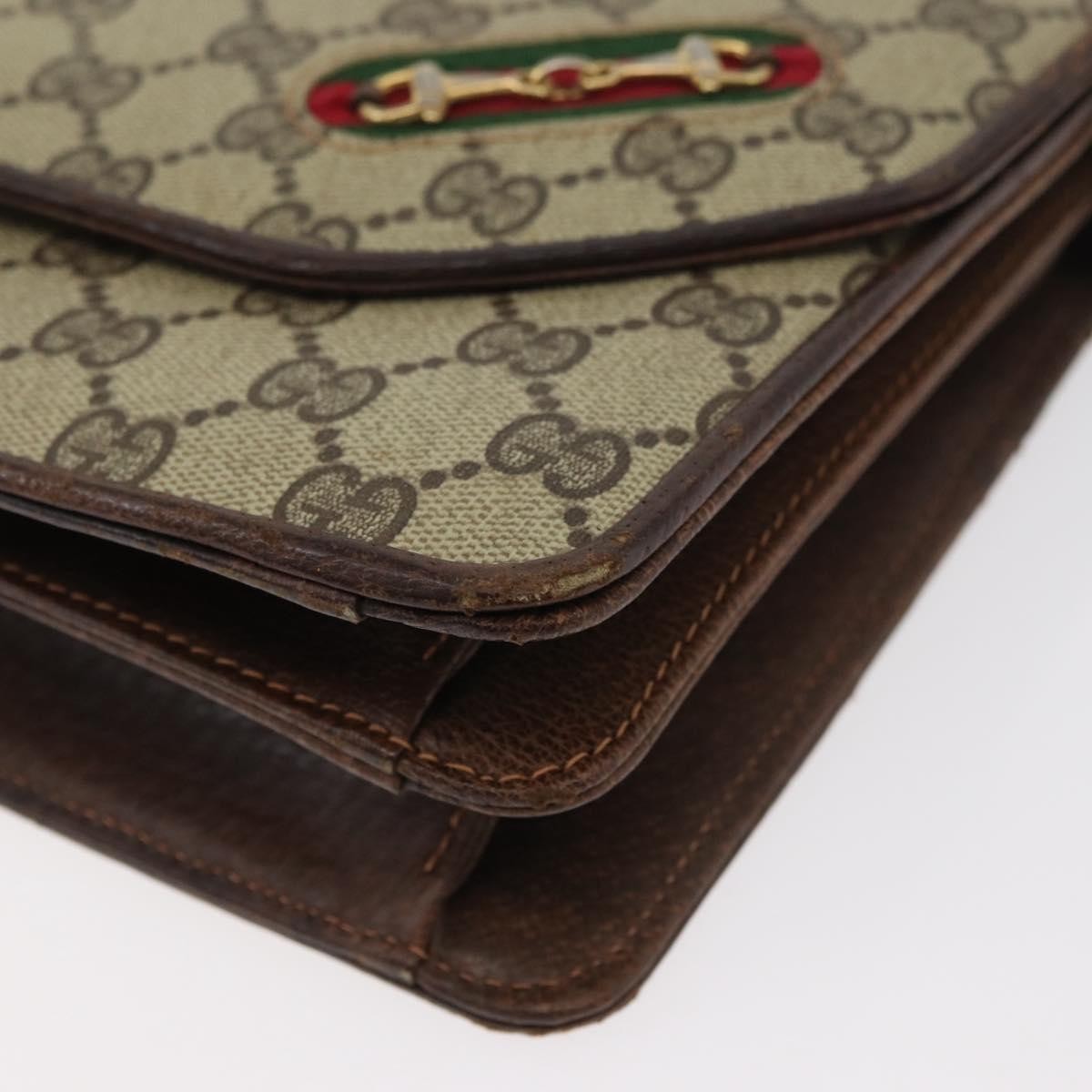 Gucci GUCCI GG Supreme Web Sherry Line Shoulder Bag PVC Leather Beige Gold Authentic 100377