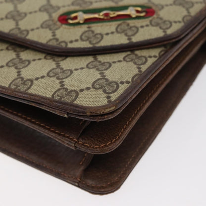 Gucci GUCCI GG Supreme Web Sherry Line Shoulder Bag PVC Leather Beige Gold Authentic 100377
