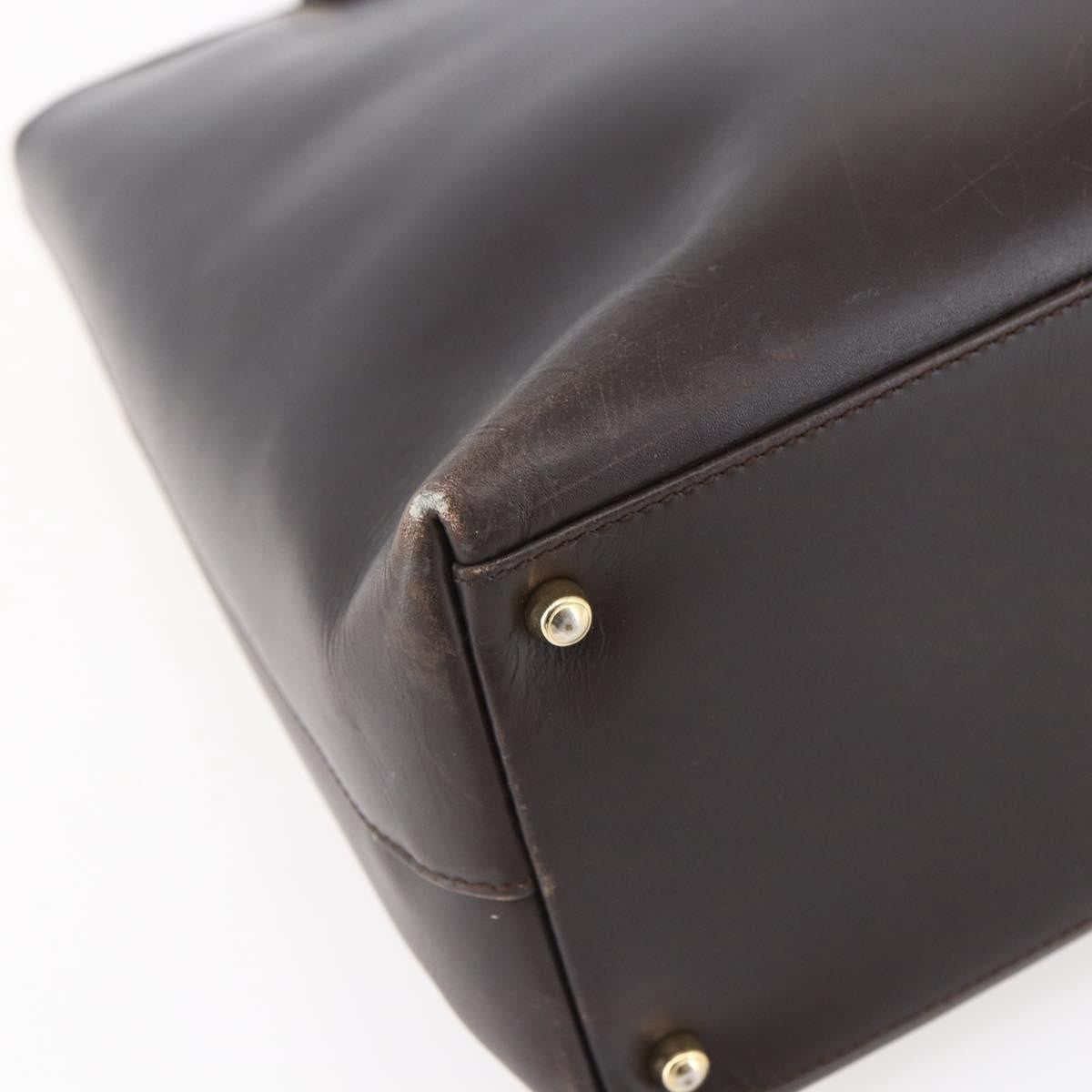 Gucci GUCCI Bamboo Hand Bag Leather Dark Brown Gold 002 1998 0507 Authentic ep11424