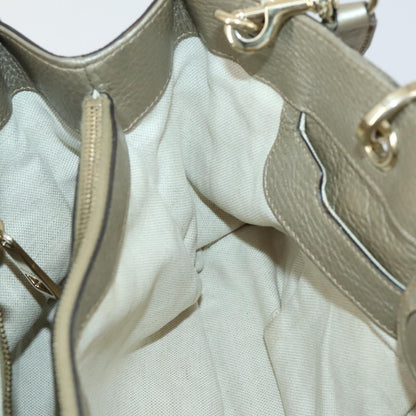 Gucci GUCCI Bamboo Hand Bag Leather 2way Beige Gold 323660 Authentic ka1163