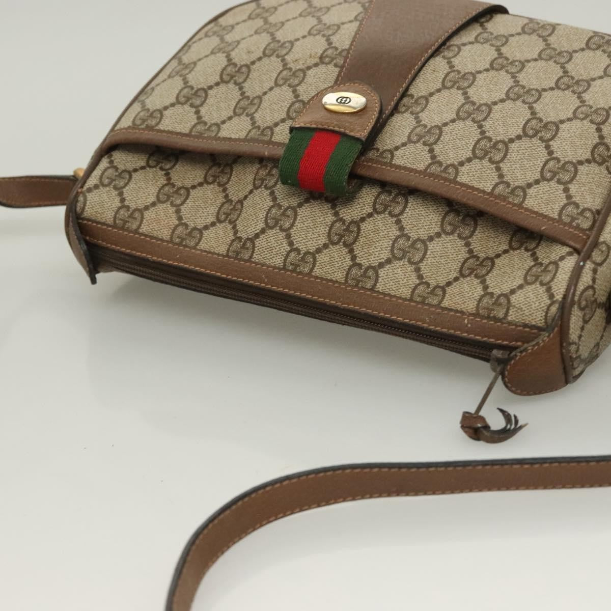 Gucci GUCCI GG Supreme Web Sherry Line Bag PVC Beige Gold 89 02 032 Authentic 128996