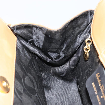 Salvatore Ferragamo Salvatore Ferragamo Gancini Hand Bag Leather Beige Gold Authentic 154675