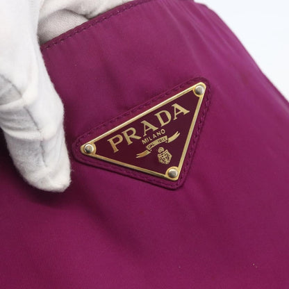 Prada PRADA Hand Bag Nylon Metal Purple Gold Authentic 155416