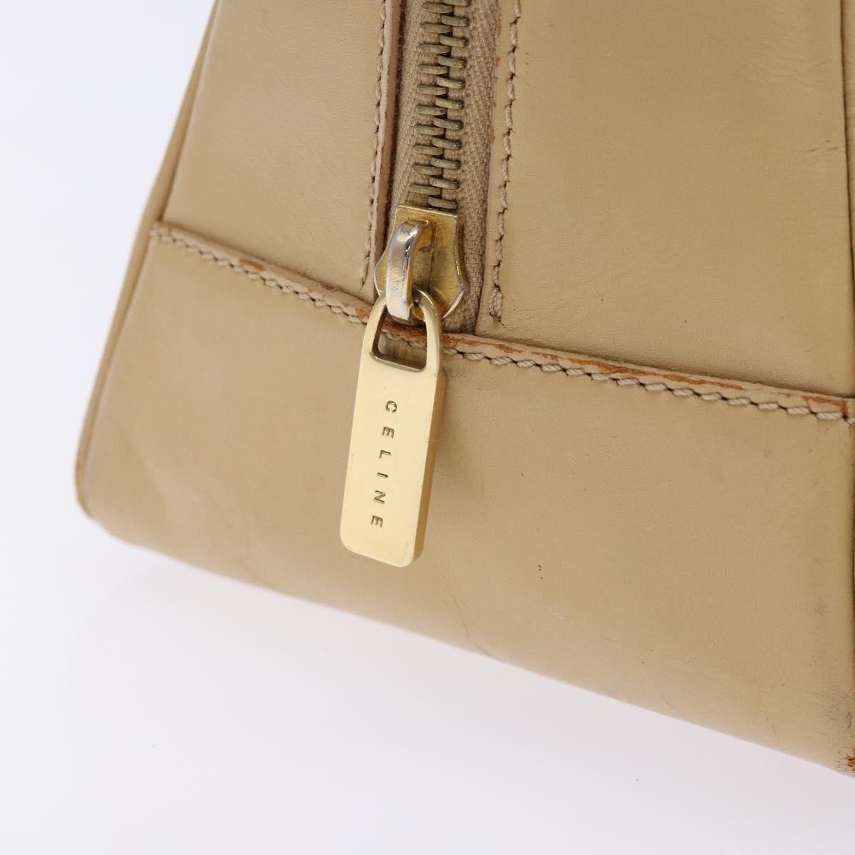 Celine CELINE Hand Bag Leather Beige Gold Authentic bs28305
