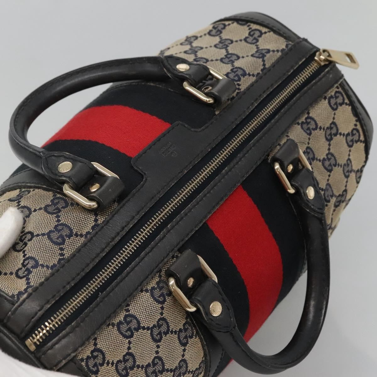 Gucci GUCCI GG Canvas Sherry Line Hand Bag PVC Navy Gold 247205 Authentic 131724