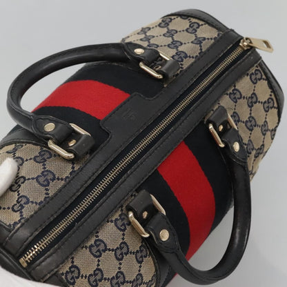 Gucci GUCCI GG Canvas Sherry Line Hand Bag PVC Navy Gold 247205 Authentic 131724