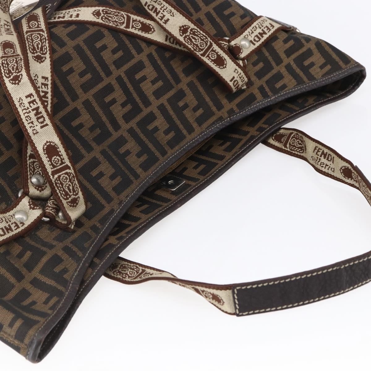 Fendi FENDI Zucca Canvas Celeria Tote Bag Black Brown Silver Authentic am9502