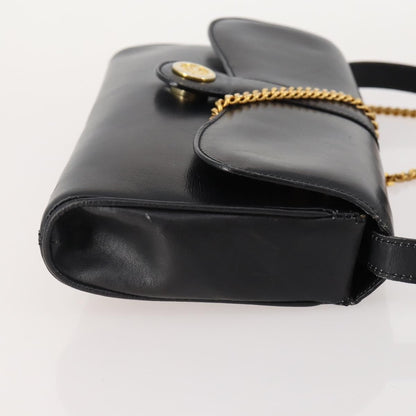 Celine CELINE Chain Shoulder Bag Leather Black Gold Authentic BAZ281