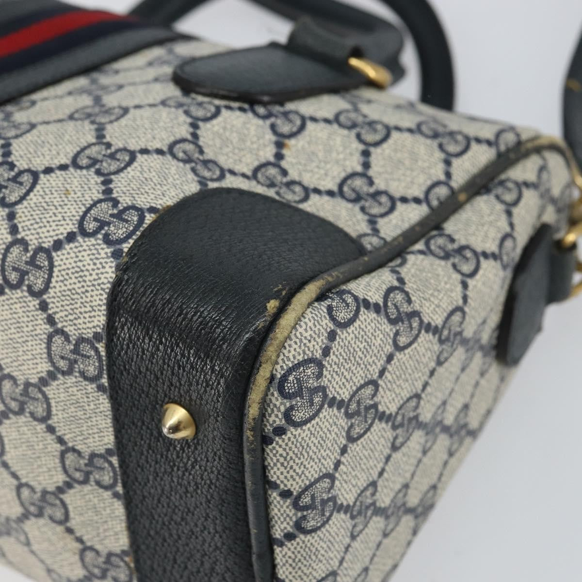 Gucci GUCCI GG Supreme Sherry Line Bag PVC 2way Navy Red gold 002 39 0069 Authentic ep12291