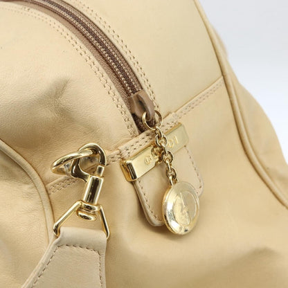 Gucci GUCCI Bamboo Hand Bag Leather 2way Beige Gold Authentic bs31889