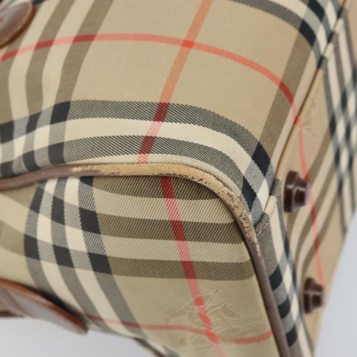 Burberry BURBERRY Nova Check Hand Bag Canvas Gold Beige Authentic bs33928