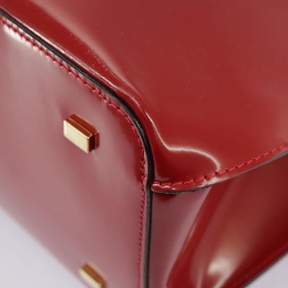 Celine CELINE Hand Bag Patent leather Red Gold Authentic 96786