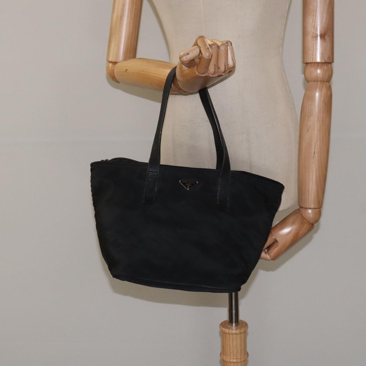Prada PRADA Hand Bag Nylon Black Silver Authentic 118193
