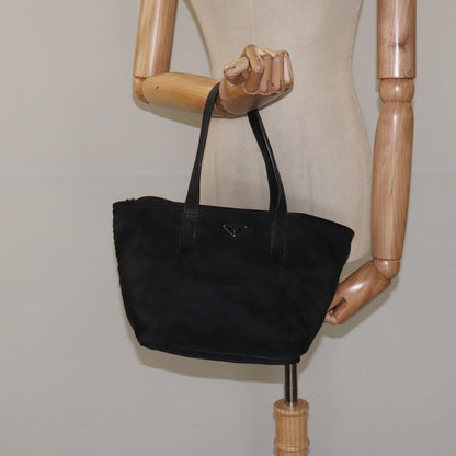 Prada PRADA Hand Bag Nylon Black Silver Authentic 118193