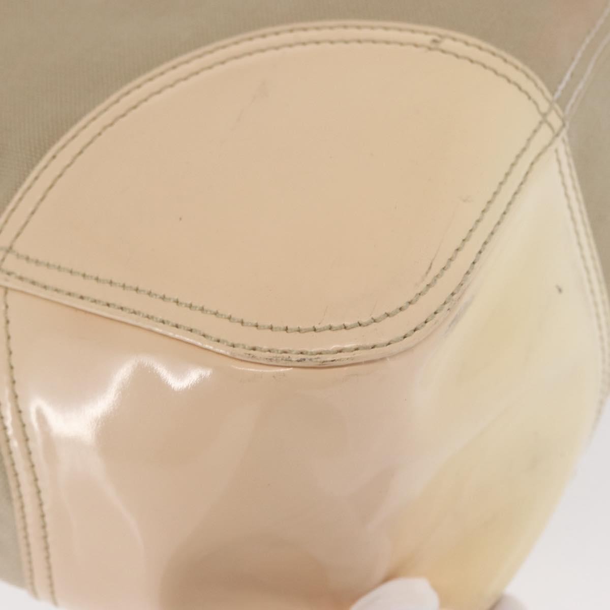 Prada PRADA Tote Bag Canvas Leather Beige Silver Authentic 160268