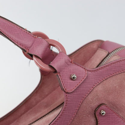 Salvatore Ferragamo Salvatore Ferragamo Gancini Hand Bag Suede Leather Pink Silver Authentic bs30801
