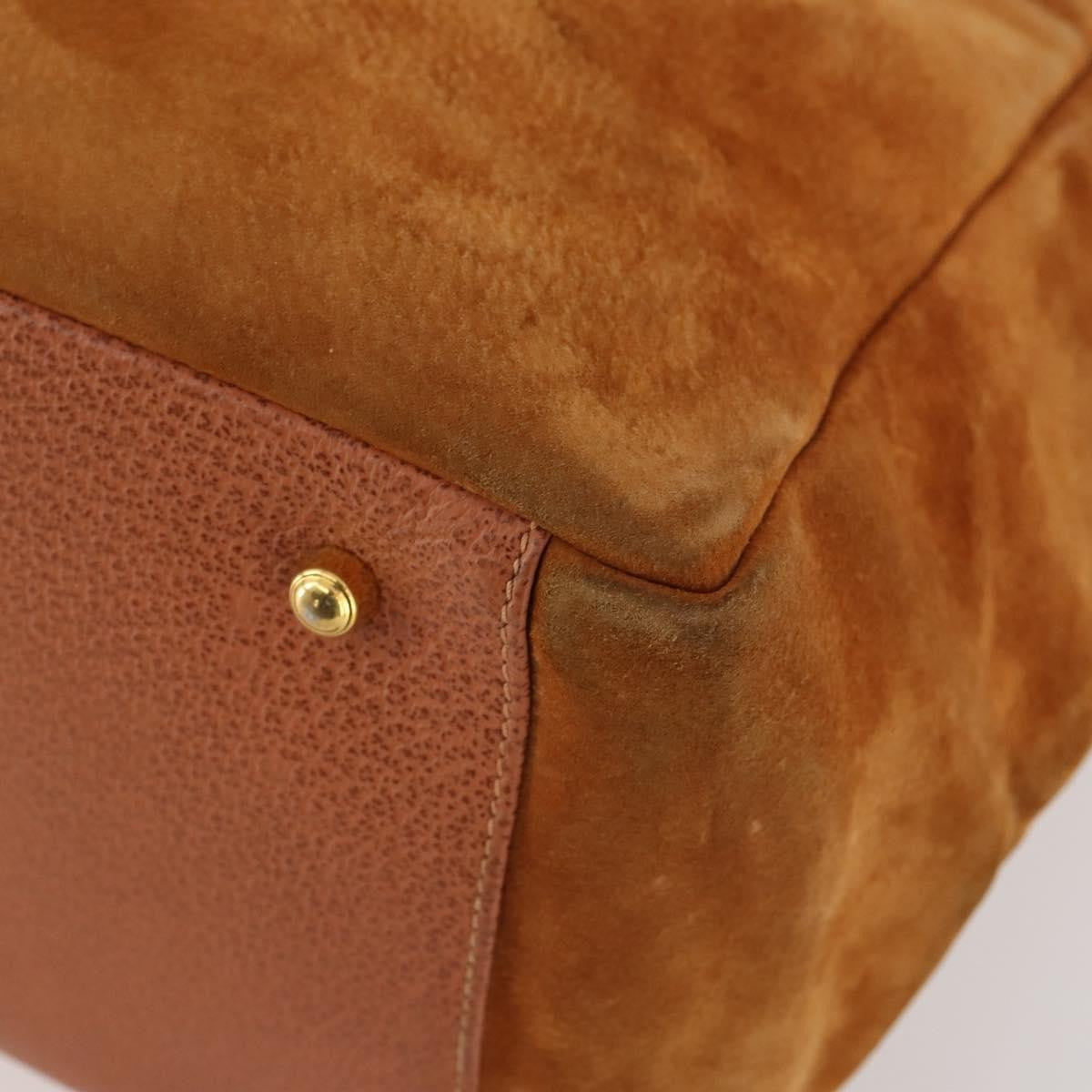 Gucci GUCCI Tote Bag Suede Brown Gold 002 58 0233 Authentic YKZ146