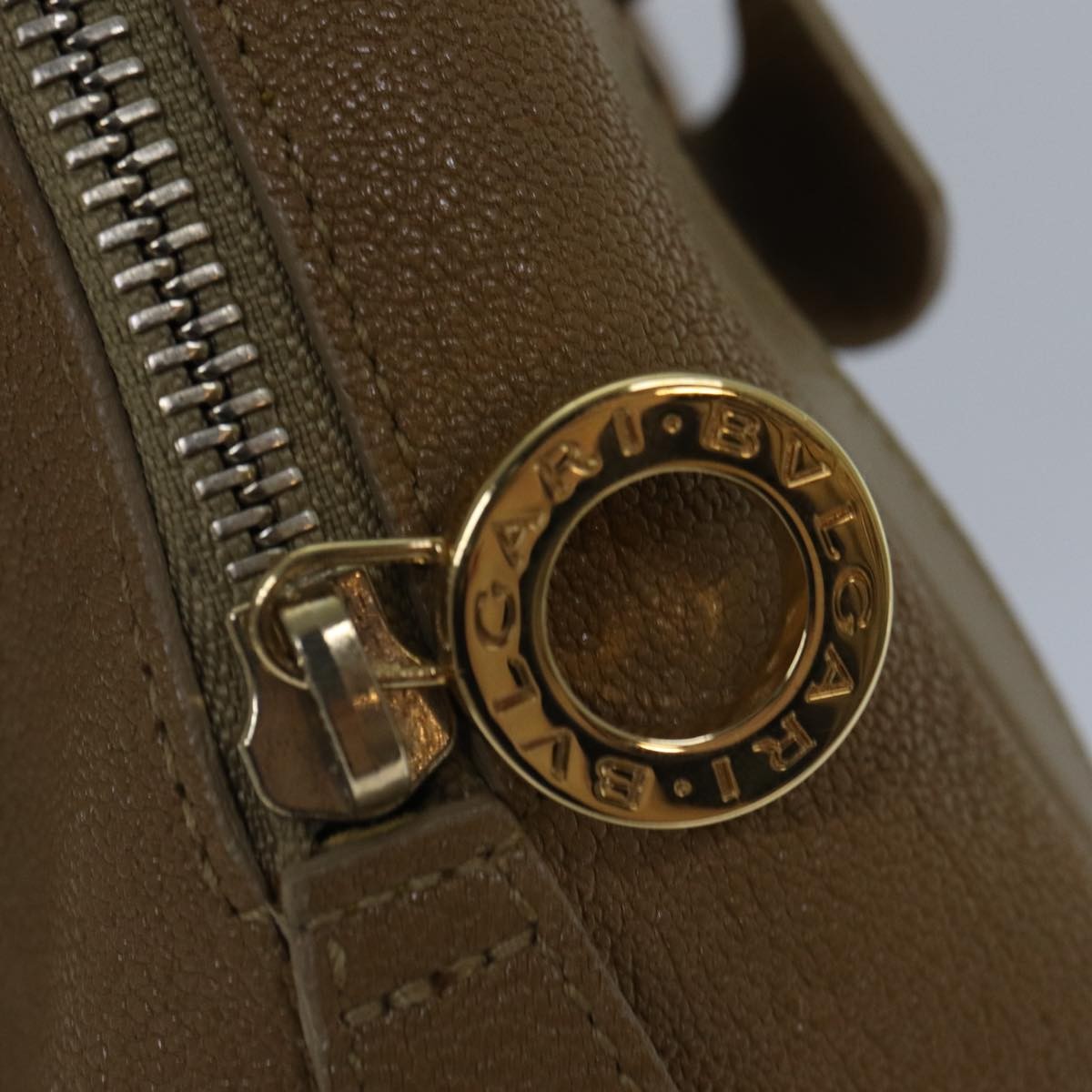 Bvlgari BVLGARI Hand Bag Leather Beige Gold Authentic yk14360