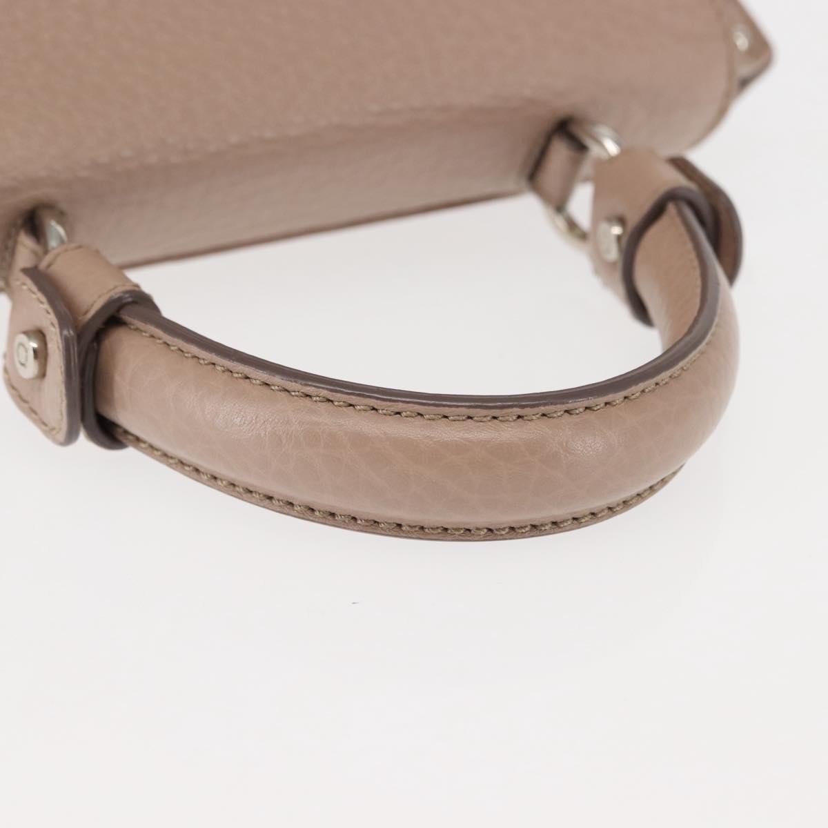 Salvatore Ferragamo Salvatore Ferragamo Gancini Sophia Hand Bag Leather Beige Silver Authentic 145498