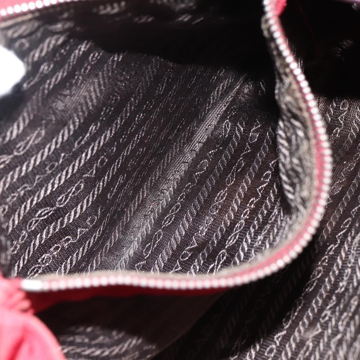 Prada PRADA Hand Bag Nylon Red Silver Authentic 170383