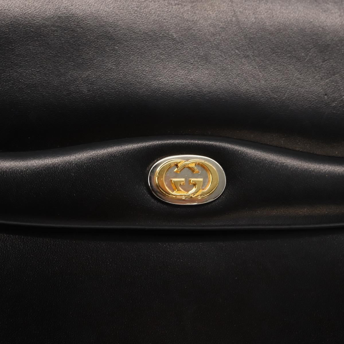 Gucci GUCCI Hand Bag Leather Black Gold Authentic 149354
