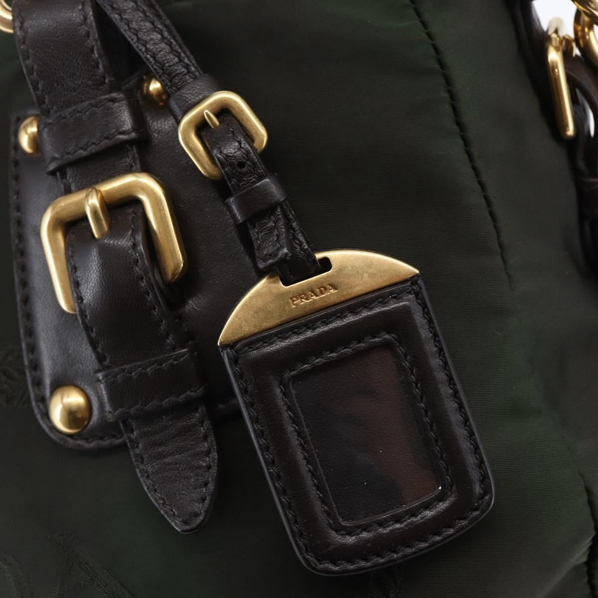 Prada PRADA Hand Bag Nylon 2way Khaki Gold Authentic 148290