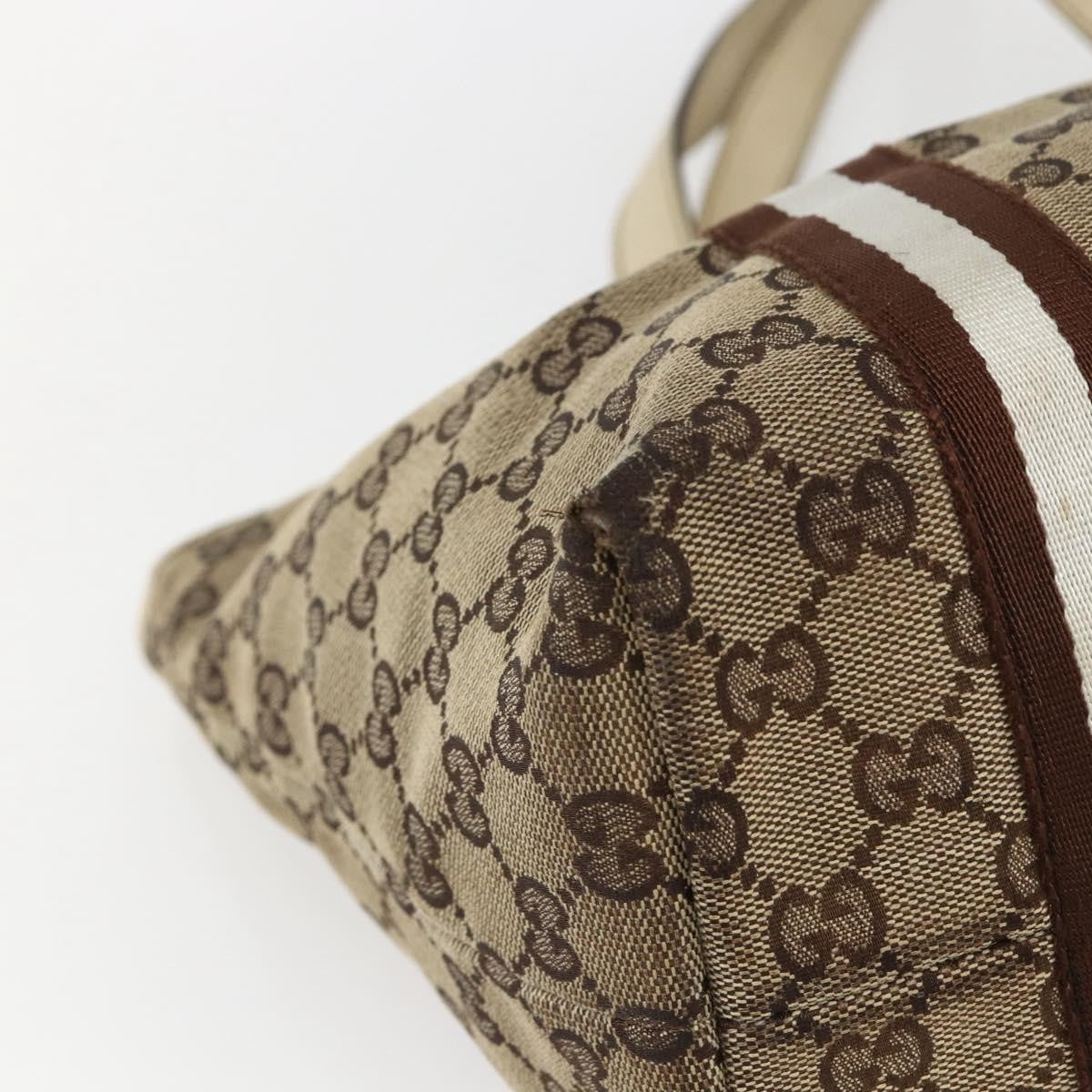 Gucci GUCCI GG Canvas Bamboo Hand Bag Beige Gold 137396 Authentic 164794