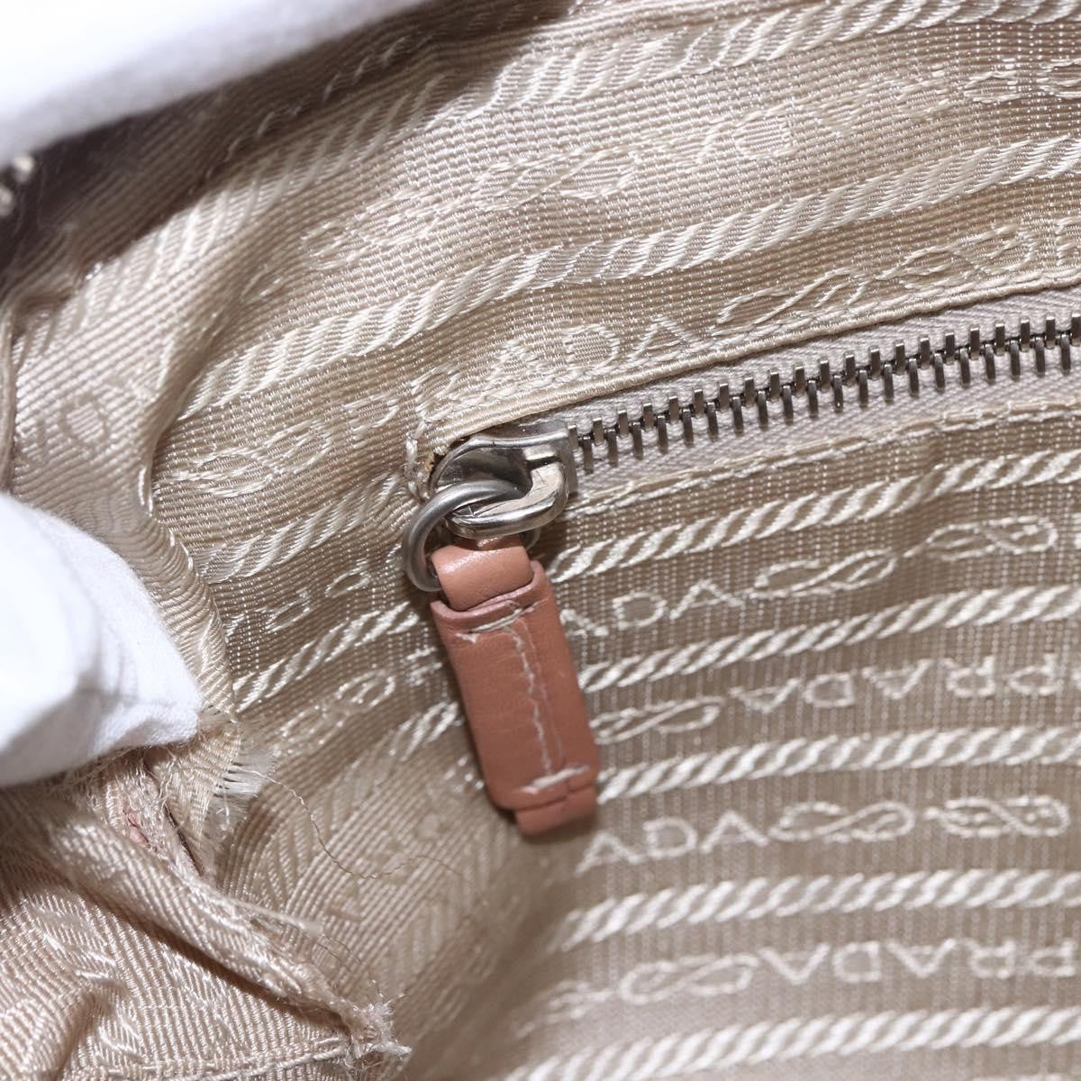 Prada PRADA Hand Bag Leather Silver Beige Authentic ka117