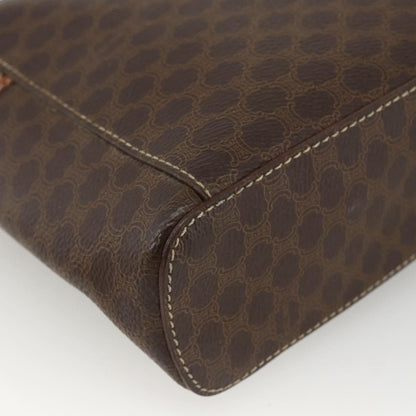 Celine CELINE Macadam Canvas Vanity Hand Bag PVC Leather Brown Gold Authentic ka2851