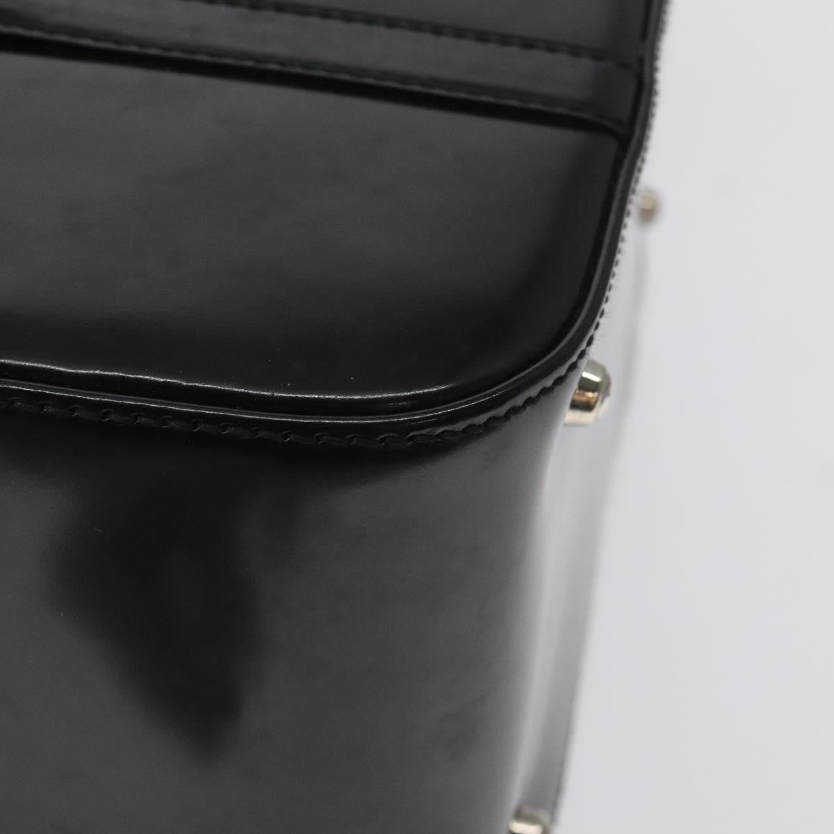 Gucci GUCCI Hand Bag Enamel Black Silver Authentic am8761
