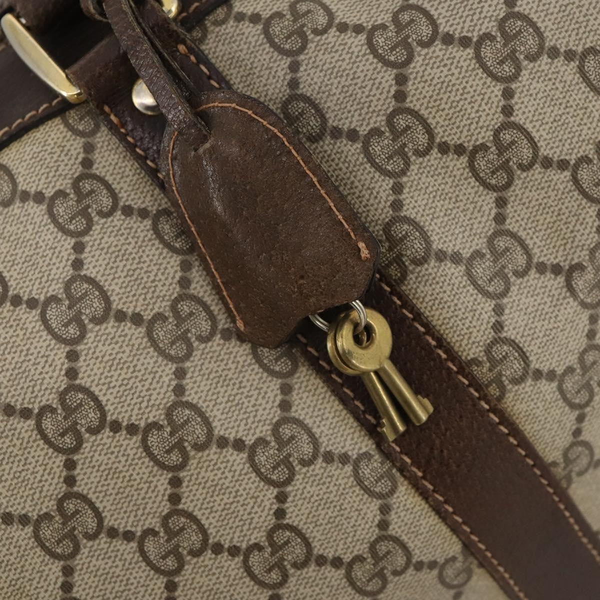 Gucci GUCCI GG Supreme Boston Bag PVC Beige Gold Authentic 175449