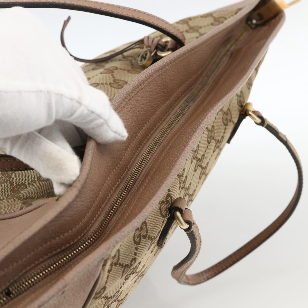 Gucci GUCCI GG Canvas Brie Tote Bag Beige Gold 323671 Authentic BA11225