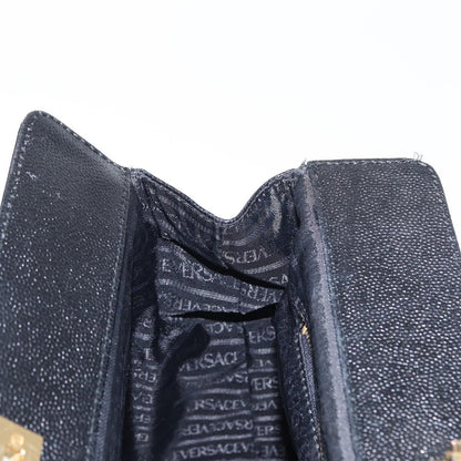 Versace VERSACE Tote Bag Leather Black Gold Authentic BA8013