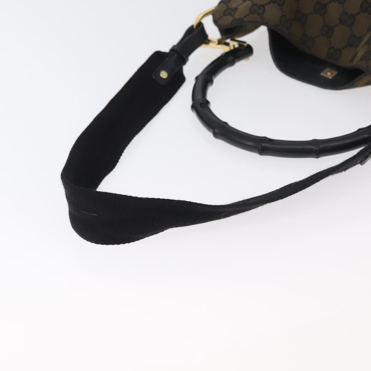 Gucci GUCCI GG Canvas Bamboo Shoulder Bag 2way Navy Gold 001 4058 Authentic 178808