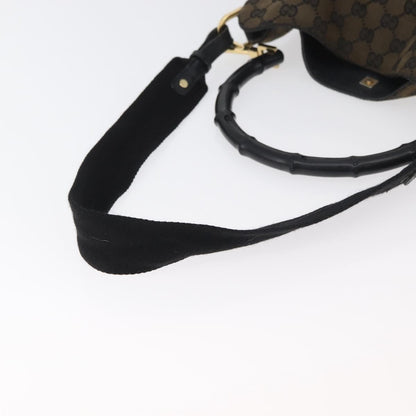 Gucci GUCCI GG Canvas Bamboo Shoulder Bag 2way Navy Gold 001 4058 Authentic 178808