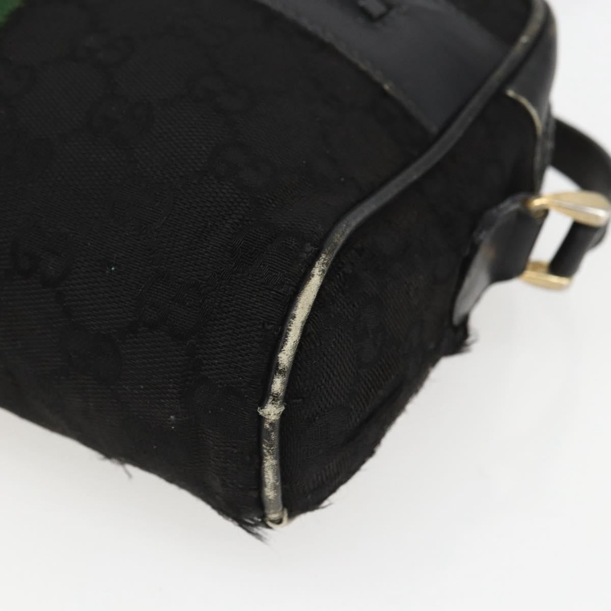 Gucci GUCCI GG Canvas Web Sherry Line Shoulder Bag Black Gold Authentic 158418